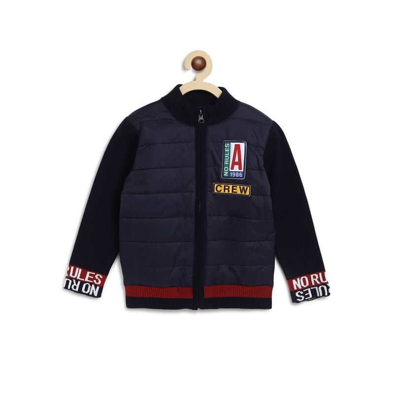 Boys Dark Blue Wool Blend Tricot Cardigan image number 0